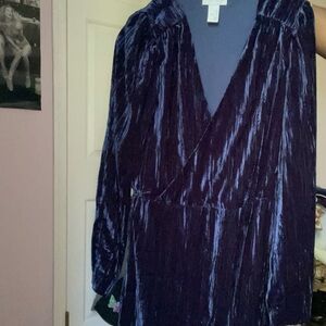 blue sweater dress v neck size medium H&M